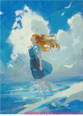 Evangelion Print - Asuka at the Beach
