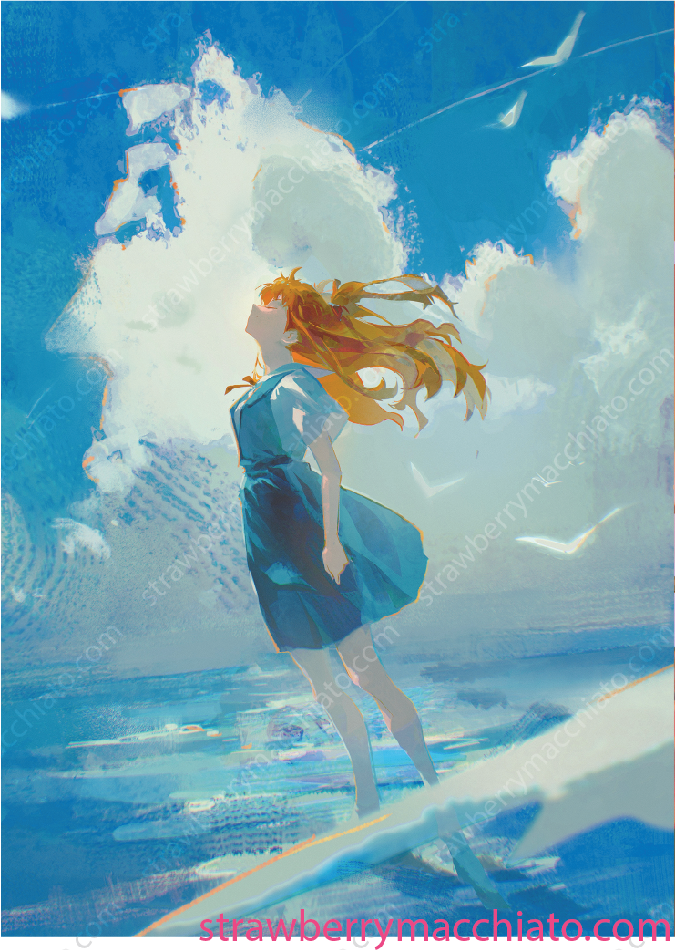 Evangelion Print - Asuka at the Beach