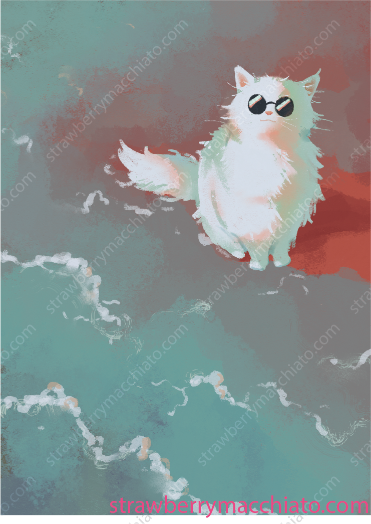 Jujutsu Kaisen Print - Gojo Cat - Red & Blue